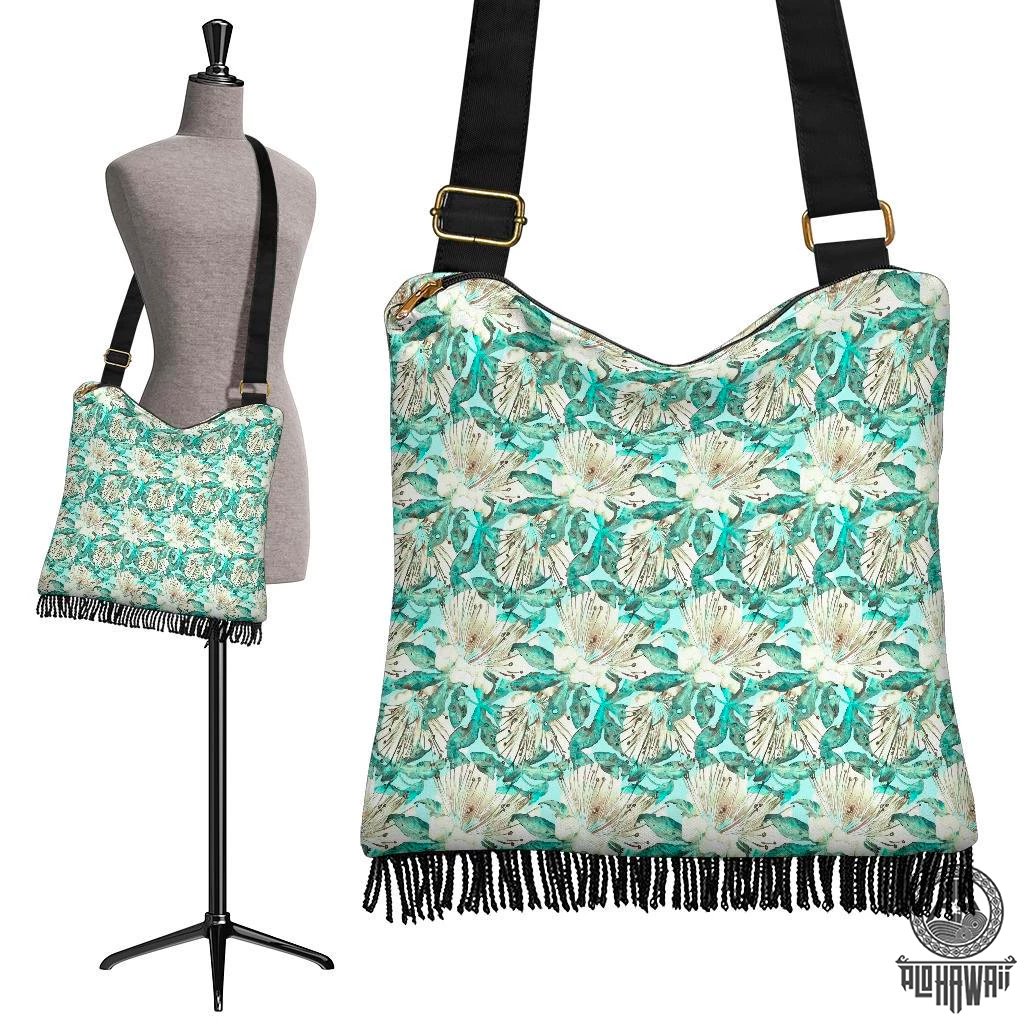 Hawaii Tropical Blue Crossbody Boho Handbag Crossbody Boho Handbag One Size Blue - Polynesian Pride