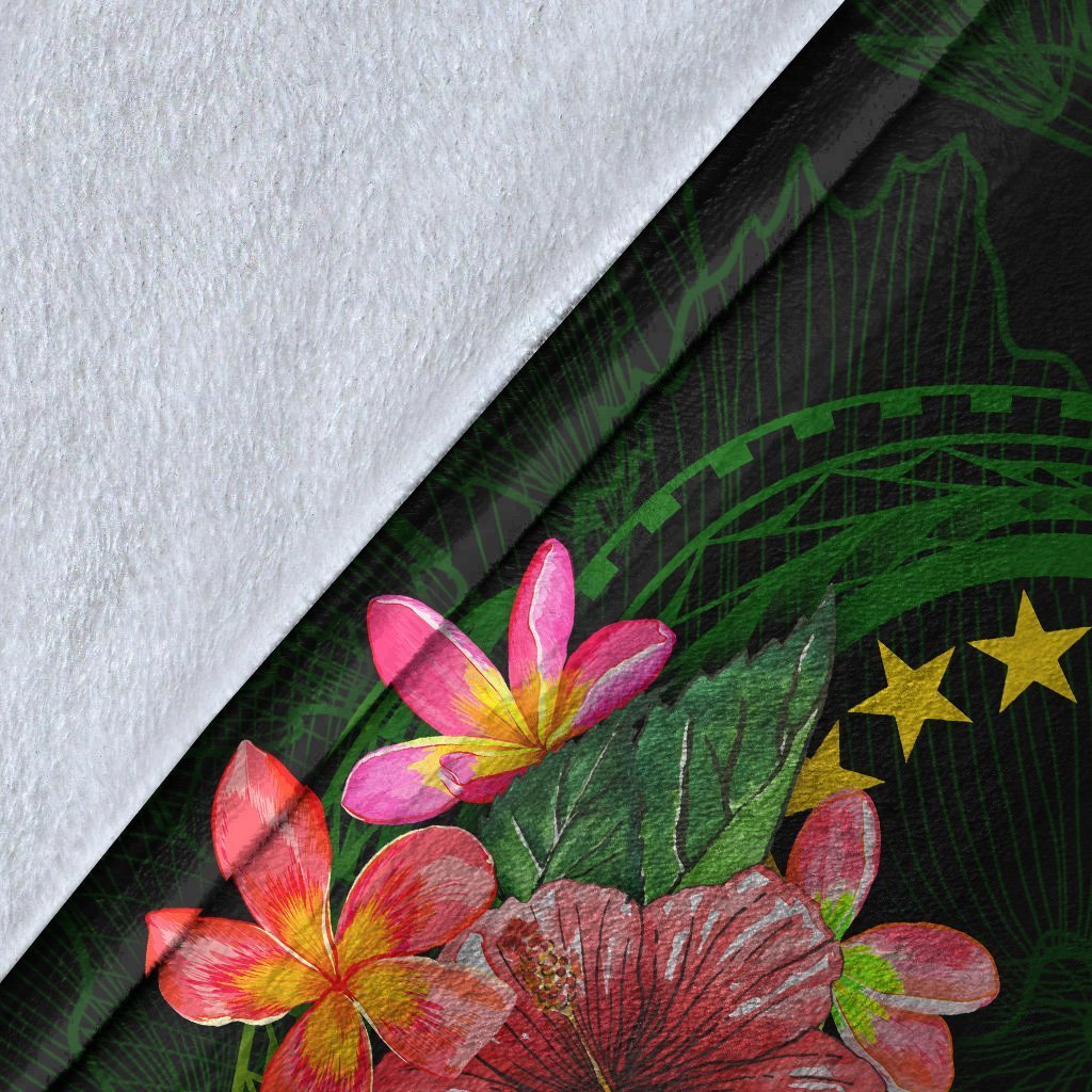 Cook Islands Polynesian Blanket - Floral With Seal Flag Color - Polynesian Pride