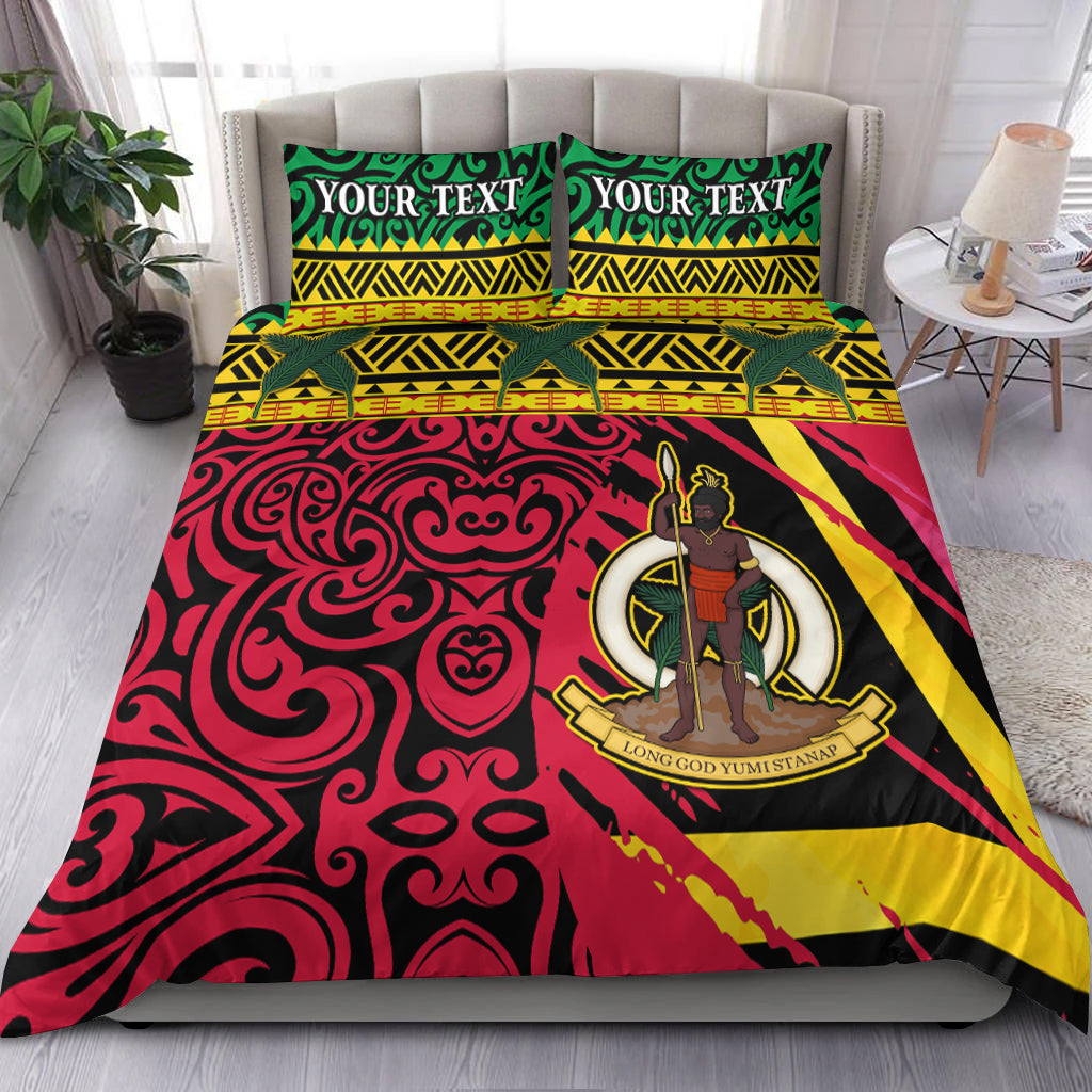 (Custom Personalised) Vanuatu Dreamy Bedding Set Coat Of Arms and Pattern LT13 Green - Polynesian Pride