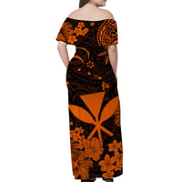 Hawaii Off Shoulder Long Dress Polynesia Orange Kanaka Maoli LT13 - Polynesian Pride