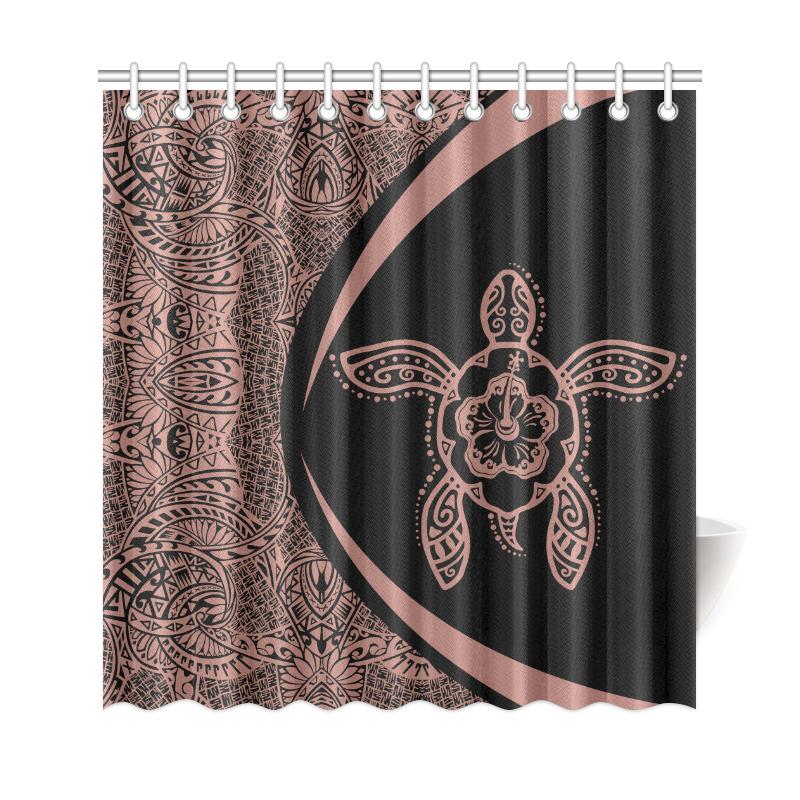 Hawaii Turtle Polynesian Shower Curtain-Circle Style Pink And Black - Polynesian Pride