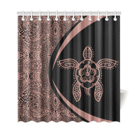Hawaii Turtle Polynesian Shower Curtain-Circle Style Pink And Black - Polynesian Pride