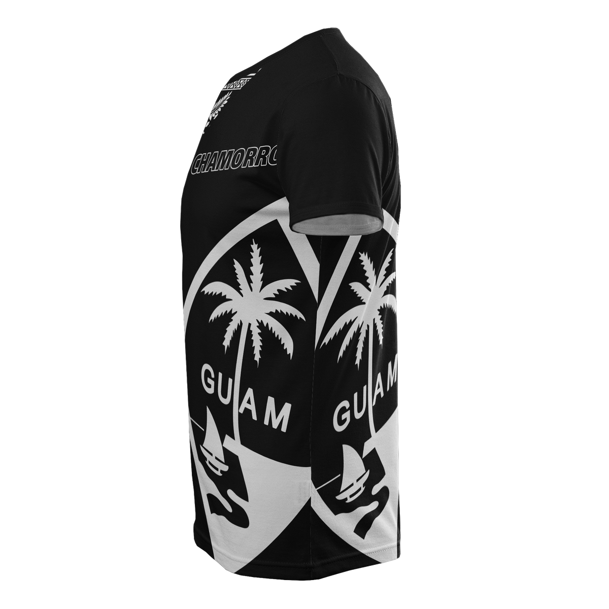 Guam All Over T Shirt Guam Coat of Arms Chamorro Pattern Black Style - Polynesian Pride
