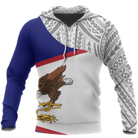 American Samoa Pullover Hoodie American Samoa Flag Polynesian Tattoo A0 Unisex White - Polynesian Pride