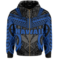 Hawaii Polynesian Tribal Kanaka Maoli Zipper Hoodie Blue Mark Style - Polynesian Pride