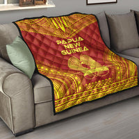 Papua New Guinea Premium Quilt - Papua New Guinea Coat Of Arms Polynesian Chief Red Version - Polynesian Pride