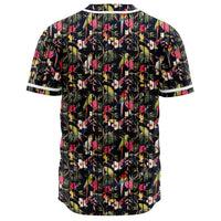 Tropical Hibiscus, Strelitzia Palm Leaves Baseball Jersey - Polynesian Pride