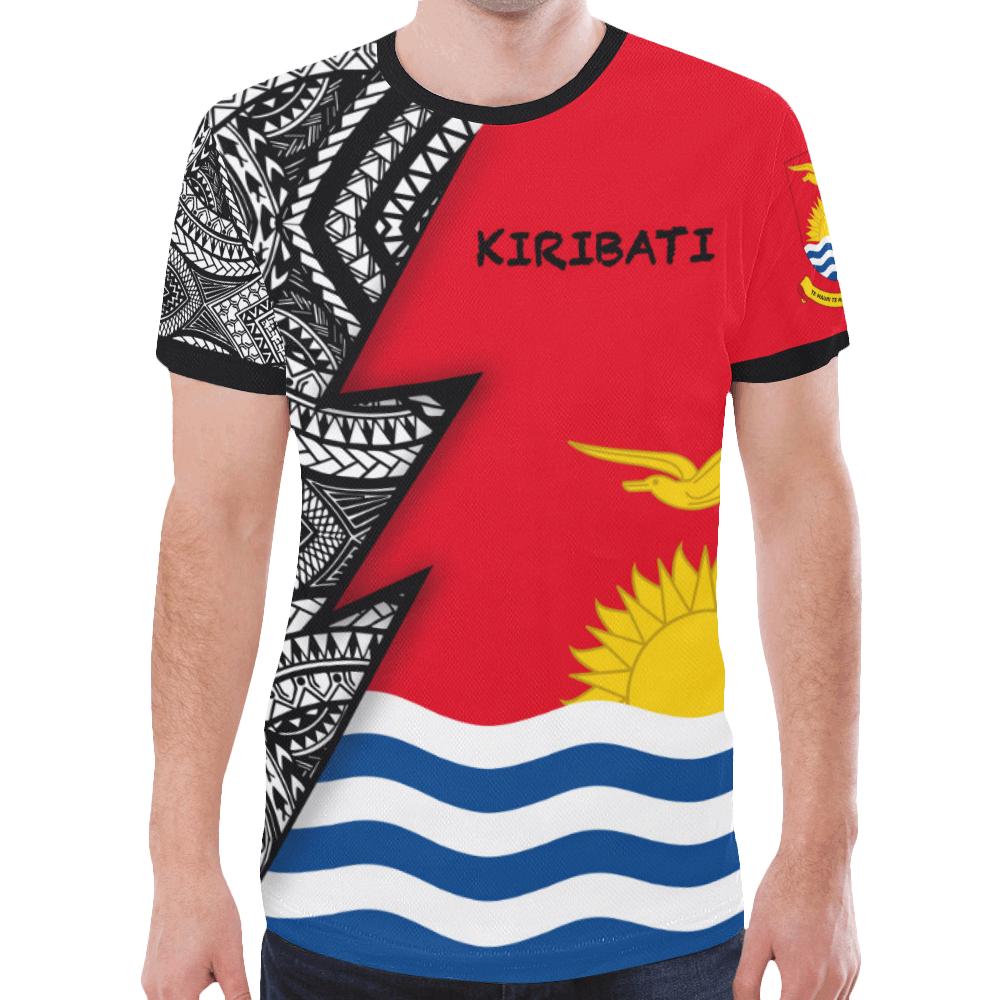 Kiribati Pattern All Over T Shirt Kiribati Flag Coat Of Arms Polynesian Tattoo - Polynesian Pride