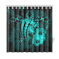 Hawaii Hibiscus Shower Curtain - Harold Turtle - Turquoise - Polynesian Pride