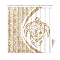 Hawaii Turtle Map Polynesian Shower Curtain - Circle Style - Polynesian Pride