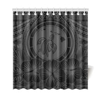 Hawaii Map Honu Hibiscus Gray Polynesian Shower Curtain - Polynesian Pride