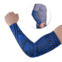 American Samoa Custom Personalised Arm Sleeve - Polynesian Style (Set of Two) Set of 2 Blue - Polynesian Pride