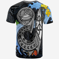 American Samoa Custom T Shirt Fish Hooks and Wave - Polynesian Pride