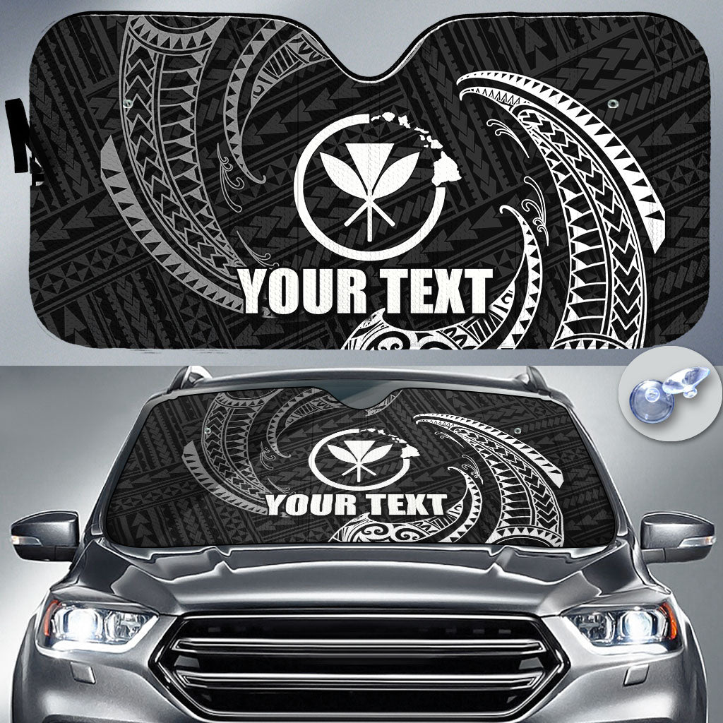 Polynesian Hawaii Custom Personalised Sun Shades - White Tribal Wave LT6 Auto Sun Shade Universal Fit White - Polynesian Pride