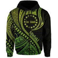 Custom Aitutaki Cook Islands Hoodie Green Polynesian Wave Style LT9 Zip Hoodie Green - Polynesian Pride