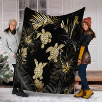 Hawaii Blanket - Golden Tropical Turtle Premium Blankets AH - Polynesian Pride