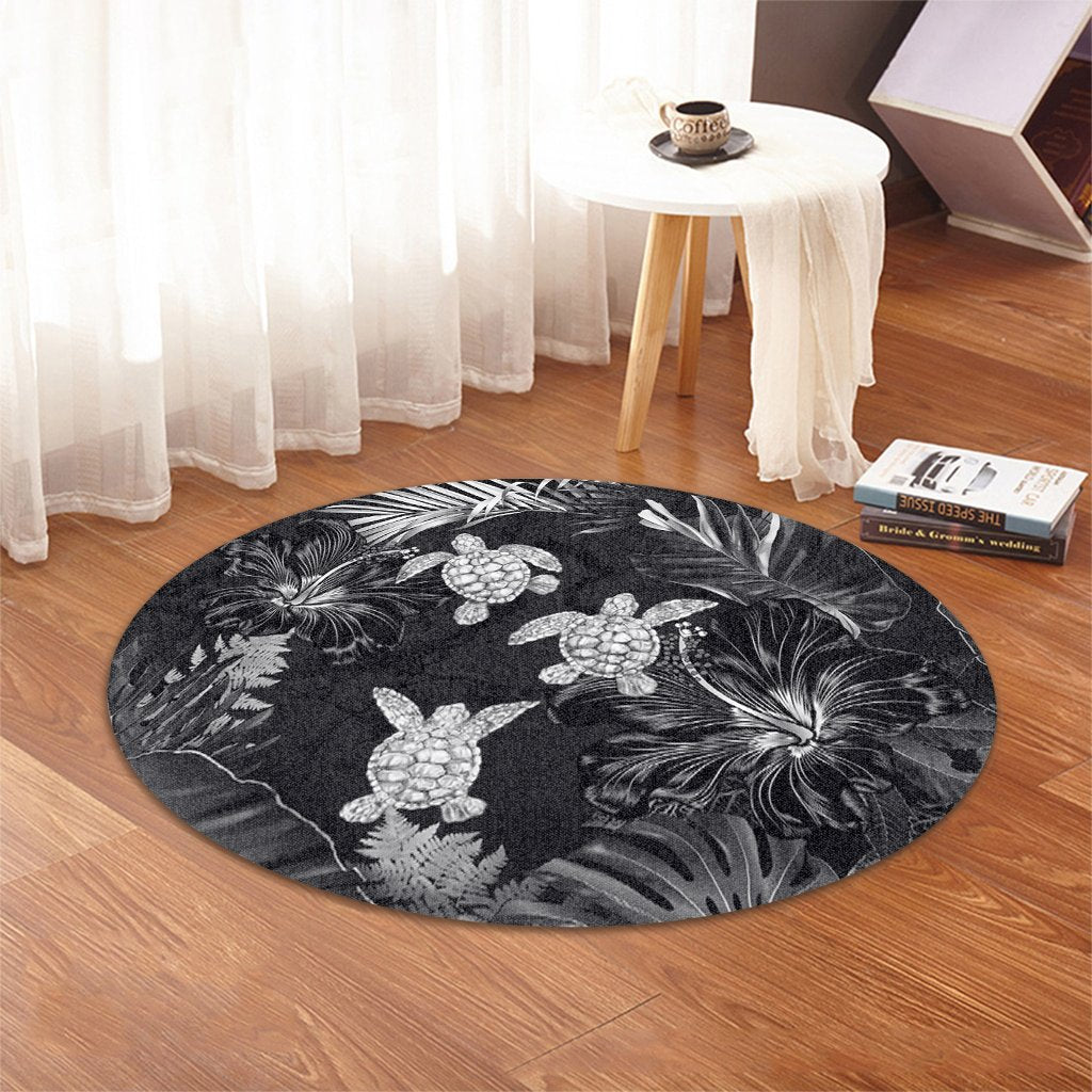 Hawaiian - Silver Tropical Turtle Round Carpet AH - Polynesian Pride