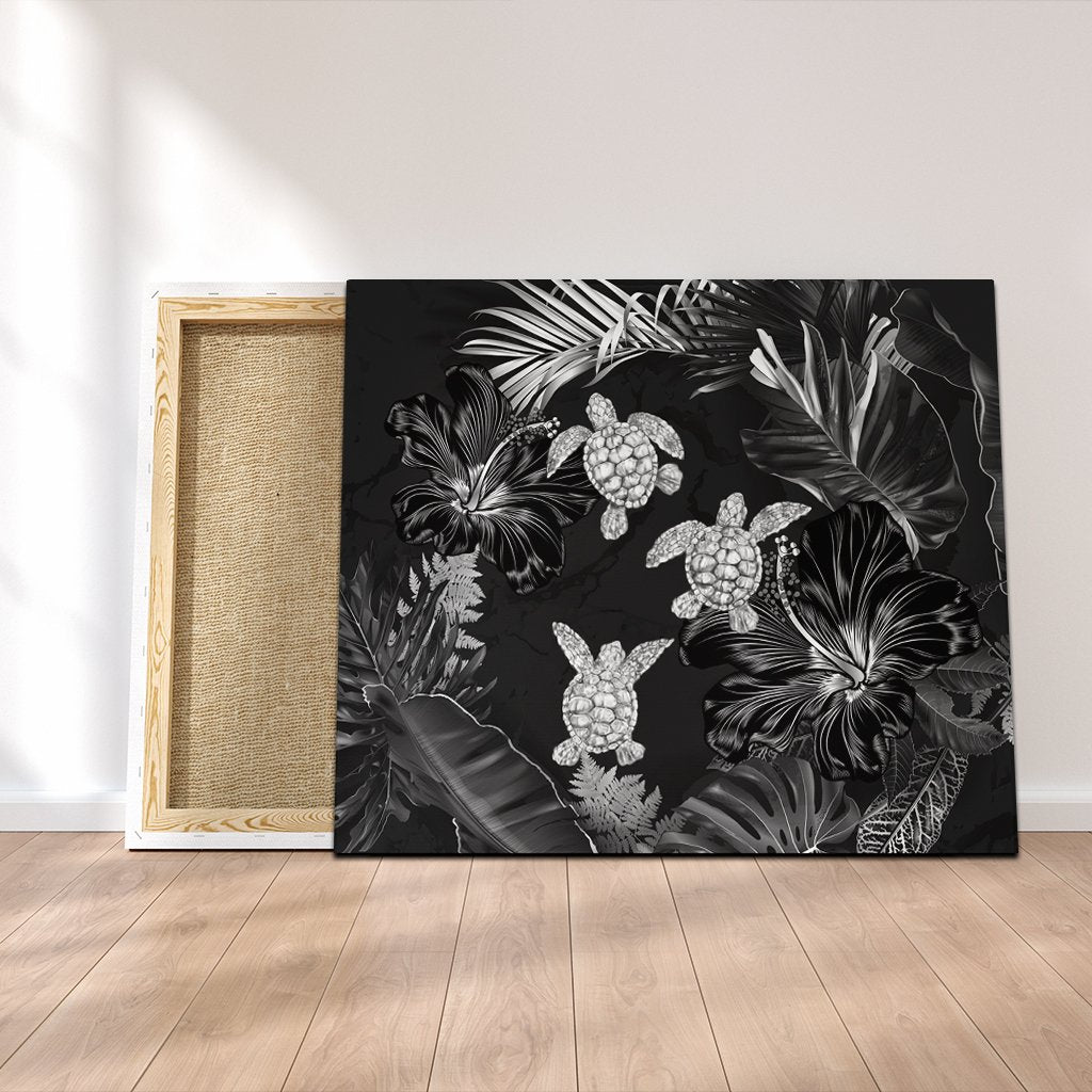 Hawaiian - Silver Tropical Turtle Canvas AH Canvas Poly-cotton - Polynesian Pride