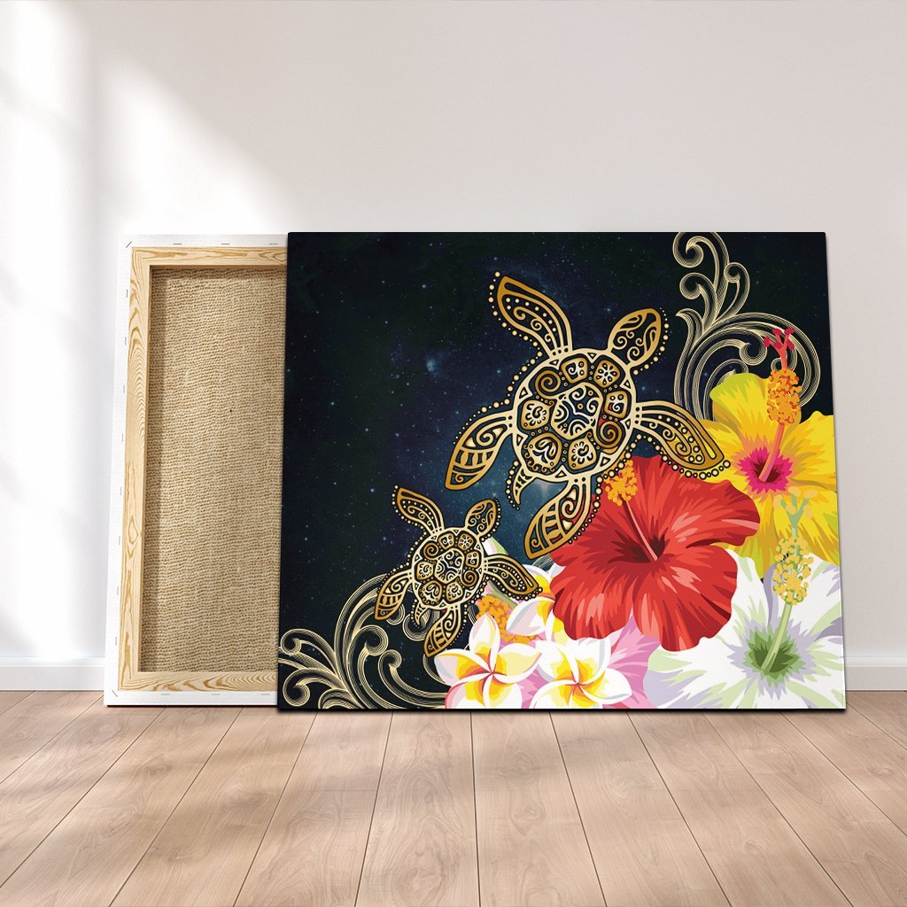 Hawaiian - Hawaii Honu Hibiscus Galaxy Canvas - AH Canvas Poly-cotton - Polynesian Pride