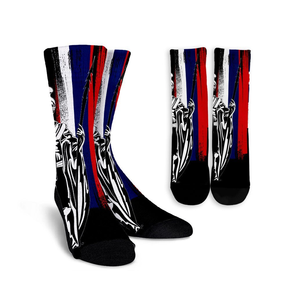 Hawaiian - Hawaii King Flag Crew Socks - AH Crew Socks White - Polynesian Pride