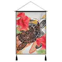 Hawaiian - Hawaii Turtle Art Hibiscus Hanging Poster - AH Hanging Poster Cotton And Linen - Polynesian Pride