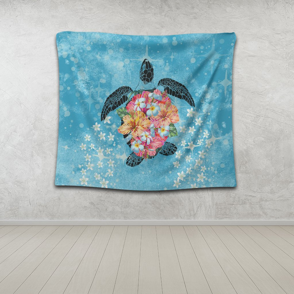 Hawaiian - Hawaii Turtle Hibiscus Plumeria Tapestry - AH - Polynesian Pride