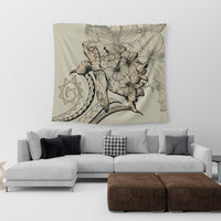 Hawaiian - Hawaii Turtle Hibiscus Polynesian Vintage Tapestry - Beige - AH - Polynesian Pride