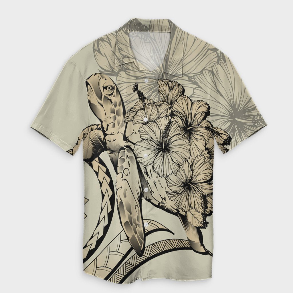 Hawaiian - Hawaii Turtle Hibiscus Polynesian Vintage Hawaiian Shirt - Beige - AH Unisex Black - Polynesian Pride
