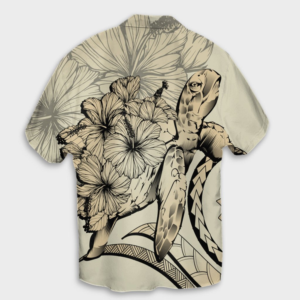 Hawaiian - Hawaii Turtle Hibiscus Polynesian Vintage Hawaiian Shirt - Beige - AH - Polynesian Pride