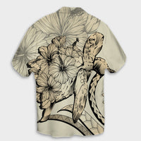 Hawaiian - Hawaii Turtle Hibiscus Polynesian Vintage Hawaiian Shirt - Beige - AH - Polynesian Pride