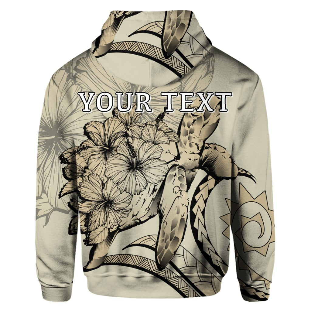 Custom Hawaiian Hawaii Turtle Hibiscus Polynesian Vintage Hoodie Beige - Polynesian Pride