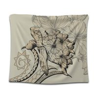 Hawaiian - Hawaii Turtle Hibiscus Polynesian Vintage Tapestry - Beige - AH Wall Tapestry Black - Polynesian Pride
