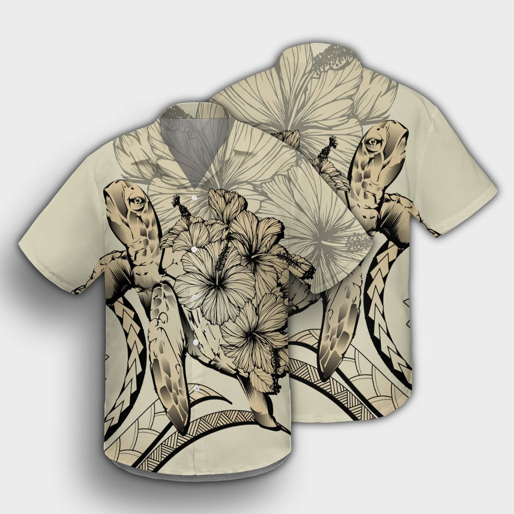 Hawaiian - Hawaii Turtle Hibiscus Polynesian Vintage Hawaiian Shirt - Beige - AH - Polynesian Pride