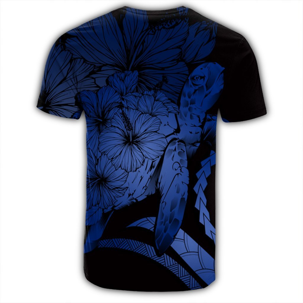 Hawaiian Hawaii Turtle Hibiscus Polynesian Vintage T Shirt Blue - Polynesian Pride