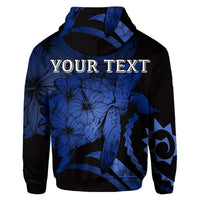 Custom Hawaiian Hawaii Turtle Hibiscus Polynesian Vintage Hoodie Blue - Polynesian Pride