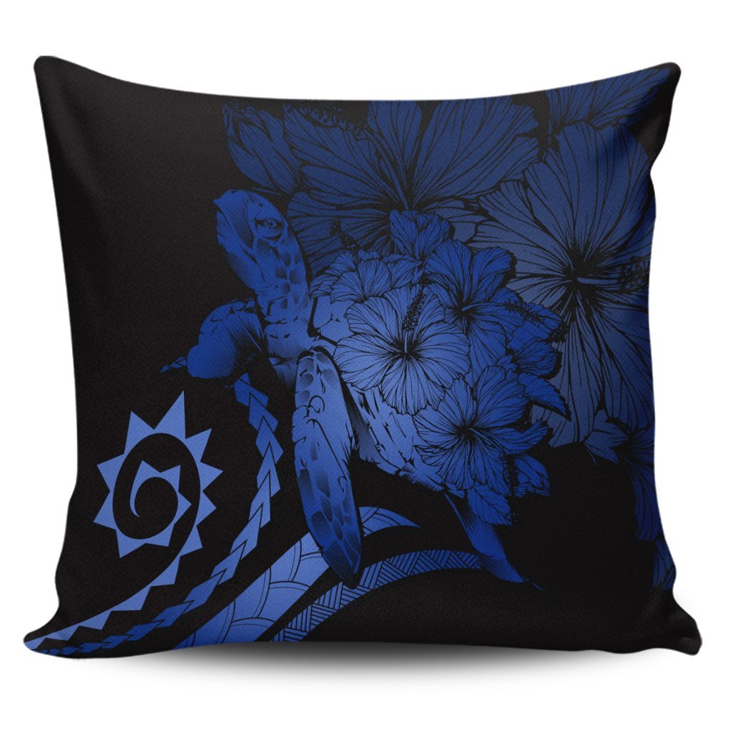 Hawaiian - Hawaii Turtle Hibiscus Polynesian Vintage Pillow Covers - Blue - AH Pillow Covers Black - Polynesian Pride
