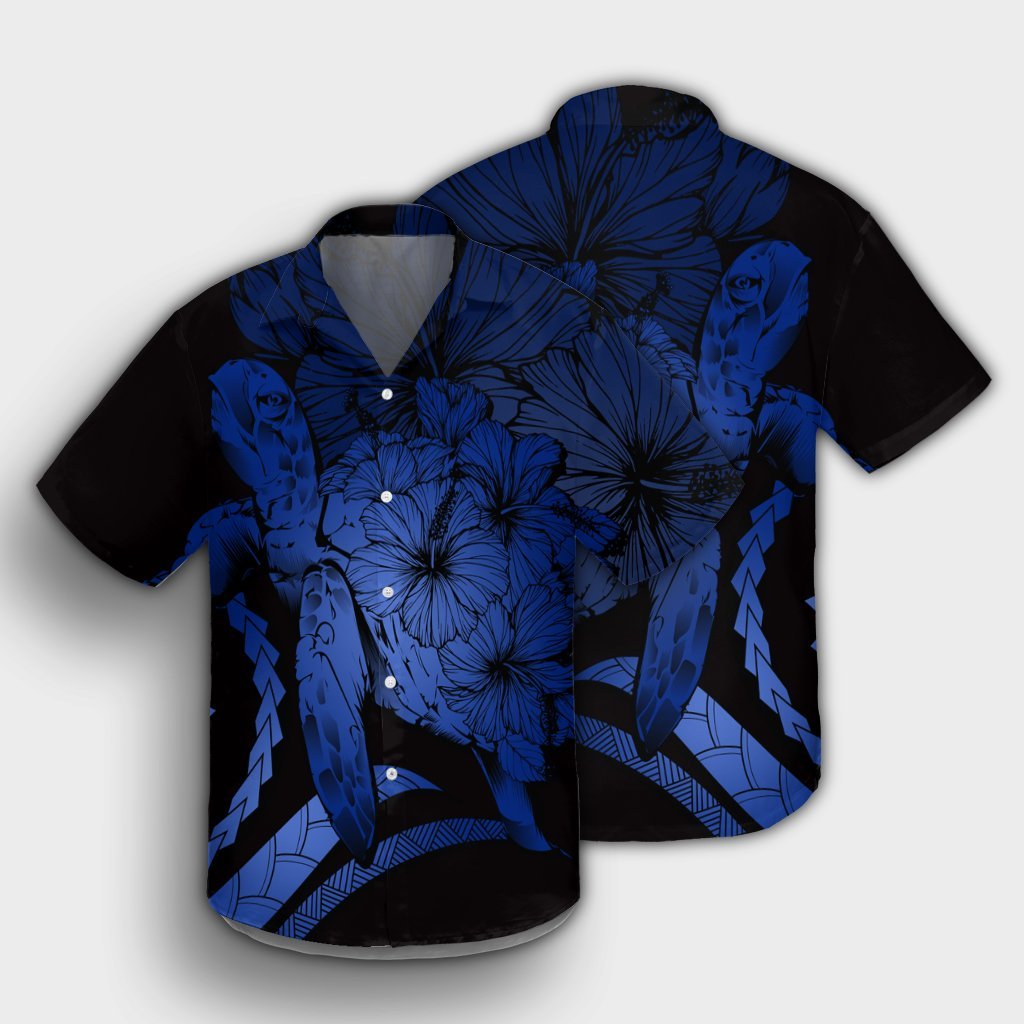 Hawaiian - Hawaii Turtle Hibiscus Polynesian Vintage Hawaiian Shirt - Blue - AH - Polynesian Pride