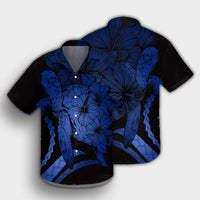 Hawaiian - Hawaii Turtle Hibiscus Polynesian Vintage Hawaiian Shirt - Blue - AH - Polynesian Pride