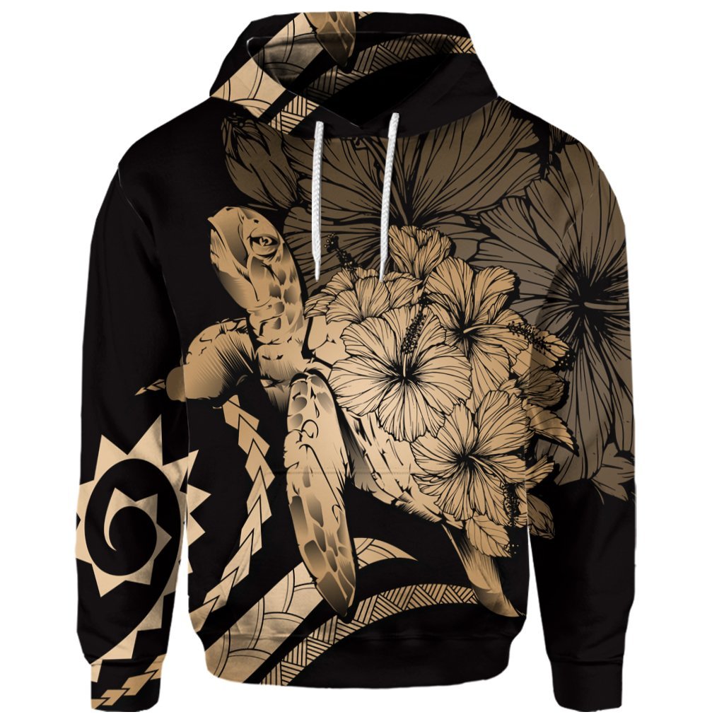 Custom Hawaiian Hawaii Turtle Hibiscus Polynesian Vintage Hoodie Gold - Polynesian Pride