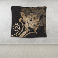 Hawaiian - Hawaii Turtle Hibiscus Polynesian Vintage Tapestry - Gold - AH - Polynesian Pride