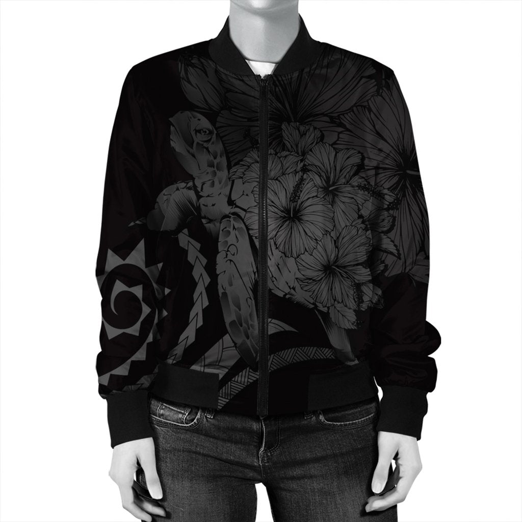 Hawaiian - Hawaii Turtle Hibiscus Polynesian Vintage Bomber Jacket - Gray - AH - Polynesian Pride
