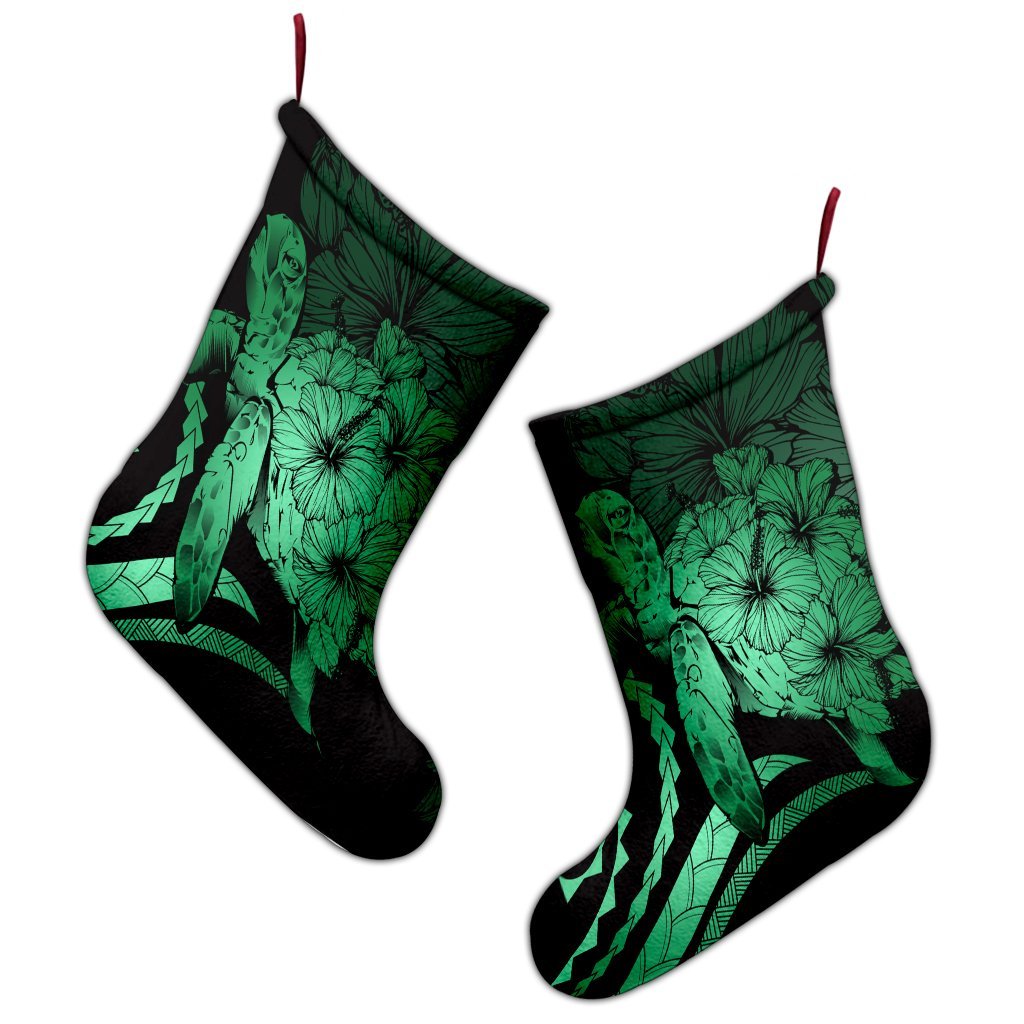 Hawaiian - Hawaii Turtle Hibiscus Polynesian Vintage Christmas Stocking - Green - AH - Polynesian Pride