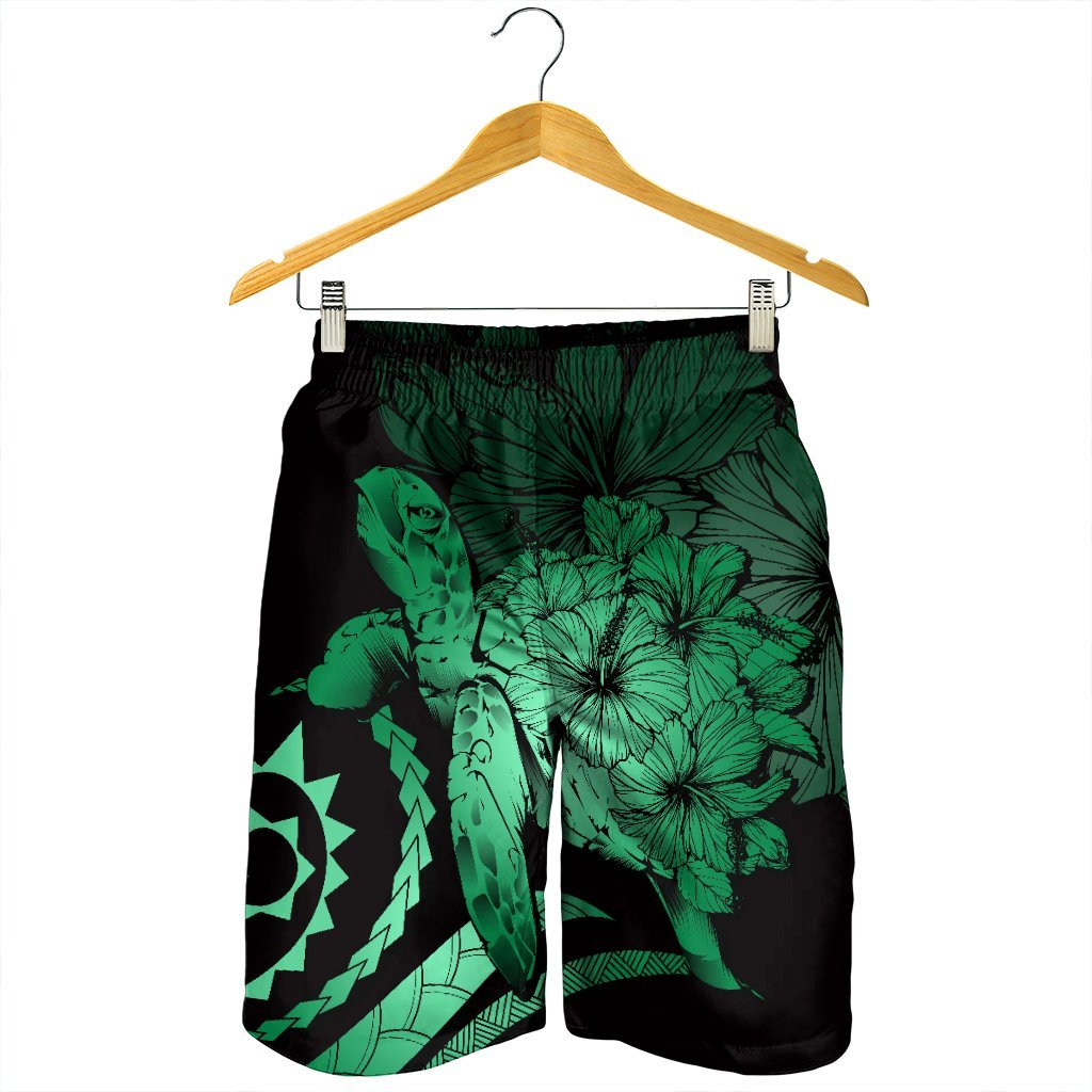 Hawaiian - Hawaii Turtle Hibiscus Polynesian Vintage Men's Shorts - Green - AH - Polynesian Pride