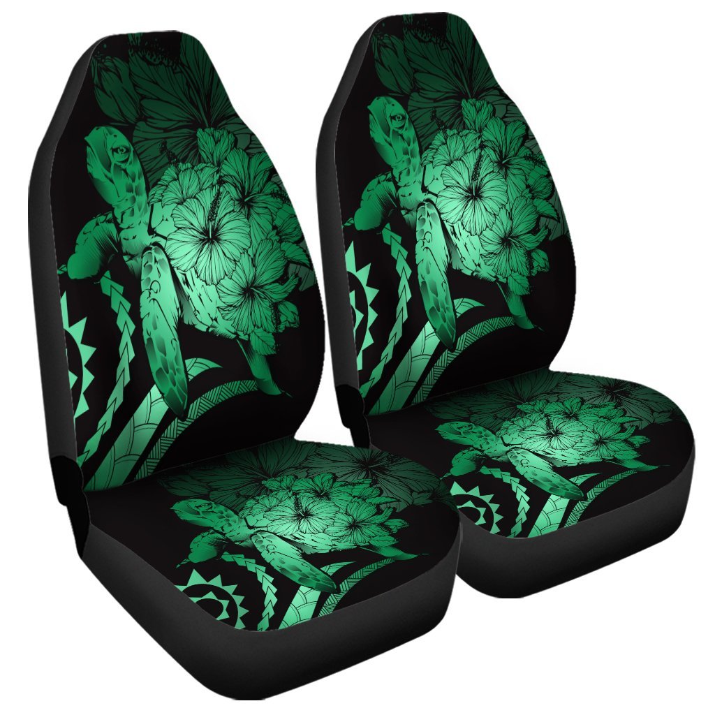 Hawaiian - Hawaii Turtle Hibiscus Polynesian Vintage Car Seat Covers - Green - AH Universal Fit Black - Polynesian Pride