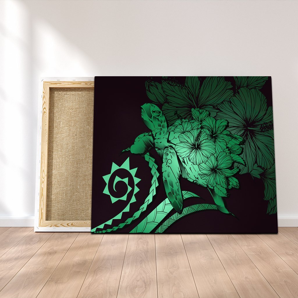 Hawaiian - Hawaii Turtle Hibiscus Polynesian Vintage Canvas - Green - AH Canvas Poly-cotton - Polynesian Pride