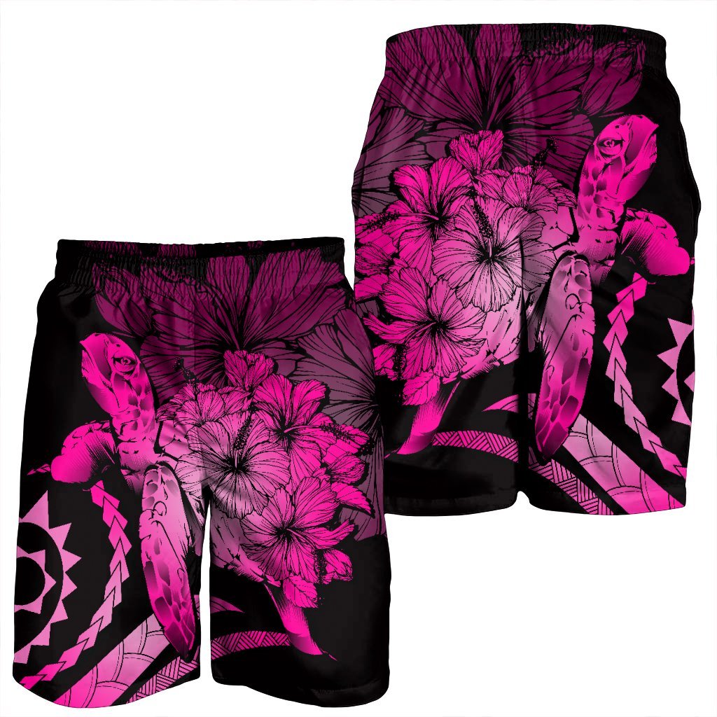Hawaiian - Hawaii Turtle Hibiscus Polynesian Vintage Men's Shorts - Pink - AH - Polynesian Pride