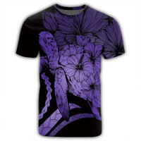 Hawaiian Hawaii Turtle Hibiscus Polynesian Vintage T Shirt Purple - Polynesian Pride