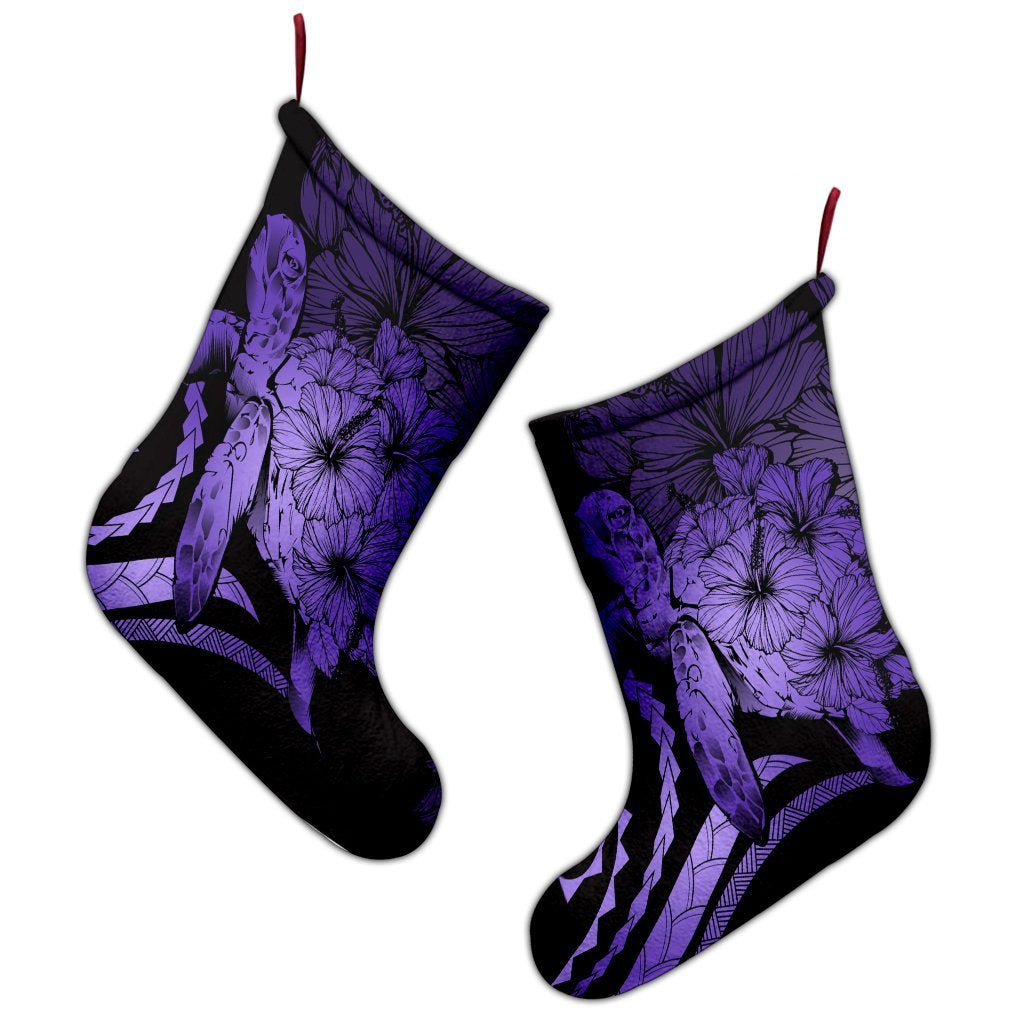 Hawaiian - Hawaii Turtle Hibiscus Polynesian Vintage Christmas Stocking - Purple - AH - Polynesian Pride