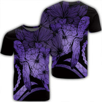 Hawaiian Hawaii Turtle Hibiscus Polynesian Vintage T Shirt Purple Unisex Black - Polynesian Pride