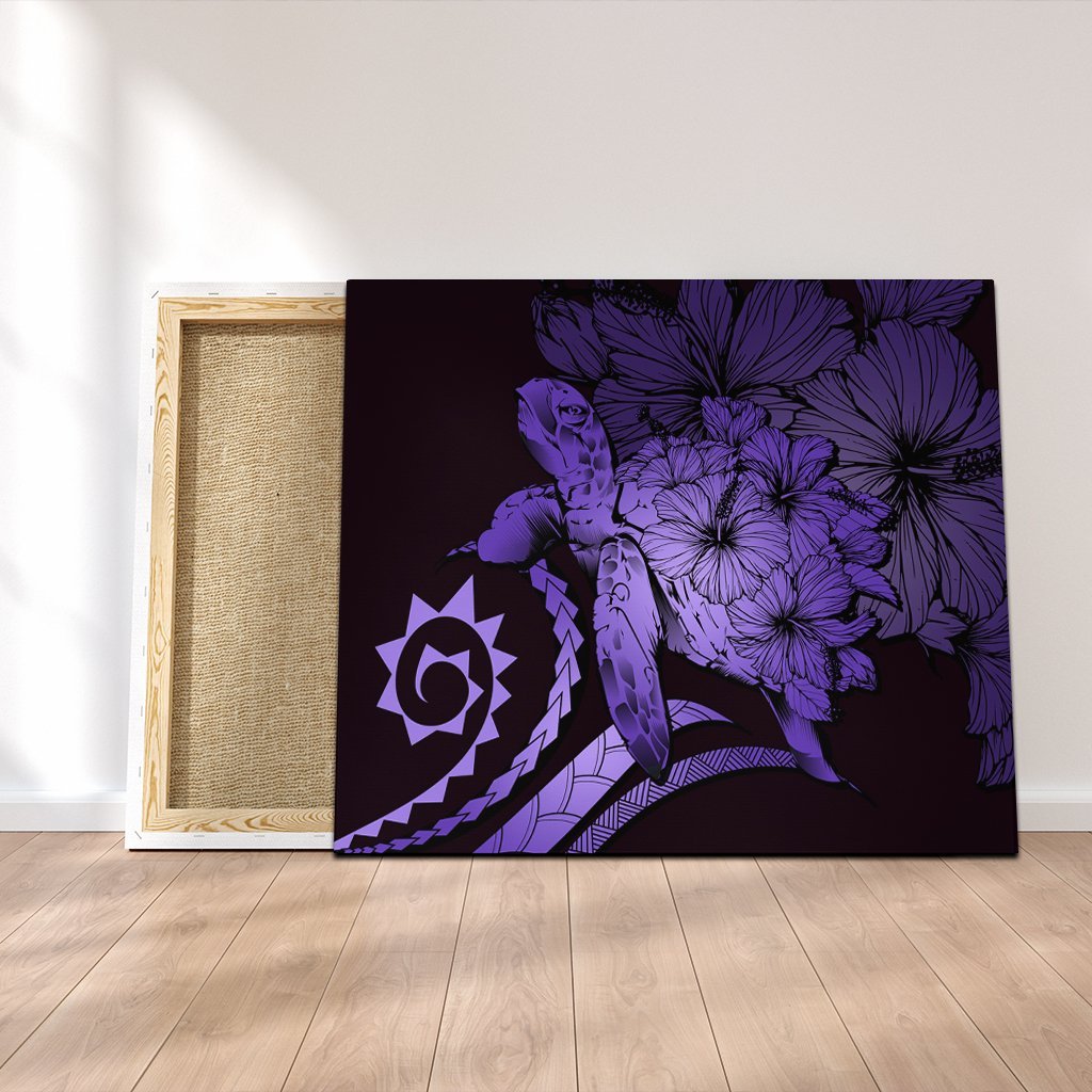Hawaiian - Hawaii Turtle Hibiscus Polynesian Vintage Canvas - Purple - AH Canvas Poly-cotton - Polynesian Pride